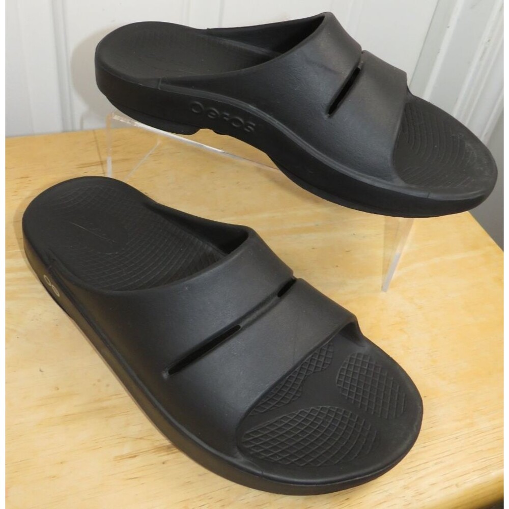 Oofos Ooahh Recovery Slide Sandals Mens 8/Womens 10  Black Rubber Comfort Unisex